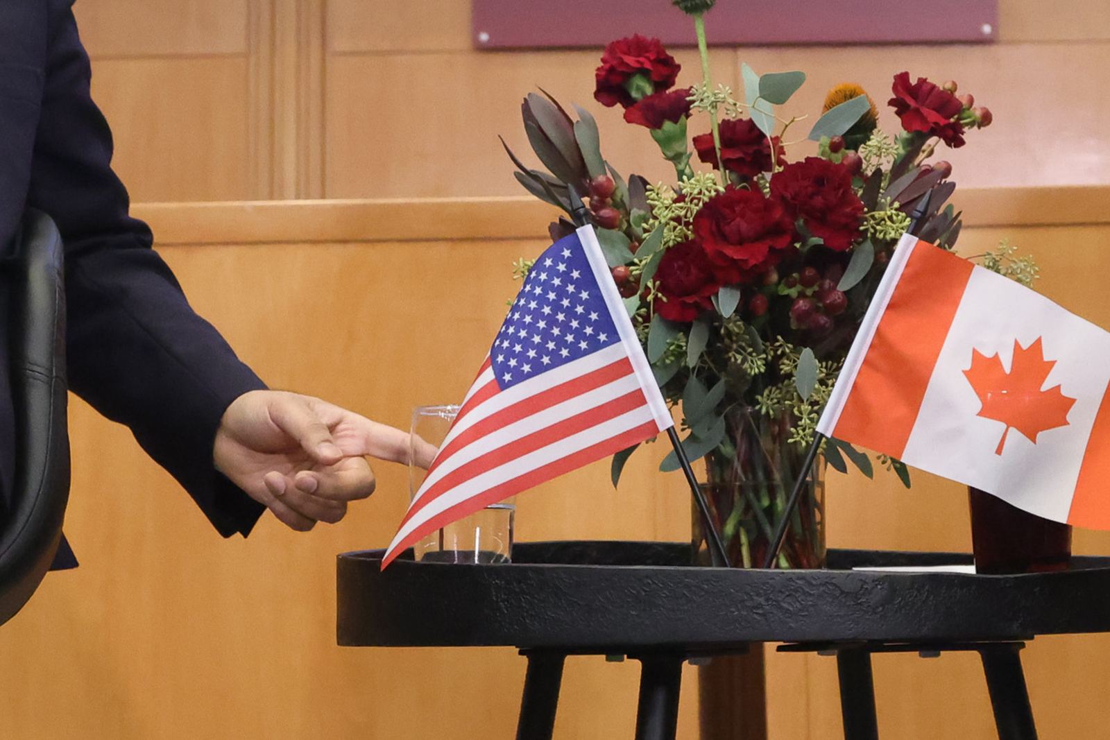 Staged table flags and florals
